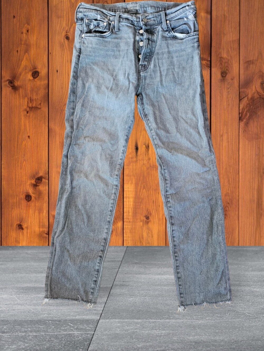 MOTHER The Scrapper Cuff Ankle Fray Jeans Women’s Size 29 Light Wash Button Fly